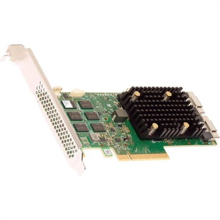 LSI 9500-16i - HBA (без построения RAID) для 4xNVMe или 16xSAS/SATA. Имеет 4 разъема SFF8654, скорость 12G, слот PCIe 4.0 x8 и основан на чипе 3816 IOC