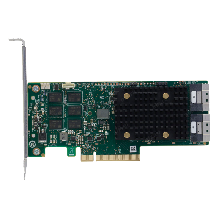 Broadcom 9560-16i (4xNVMe или 16xSAS 3.0/SATA внутренних каналов) 16 port (4x SFF8654), RAID 0,1,5,6,10,50,60, RAID 8GB кэш, PCIe v4.0 x8 LP, чип 3916ROC